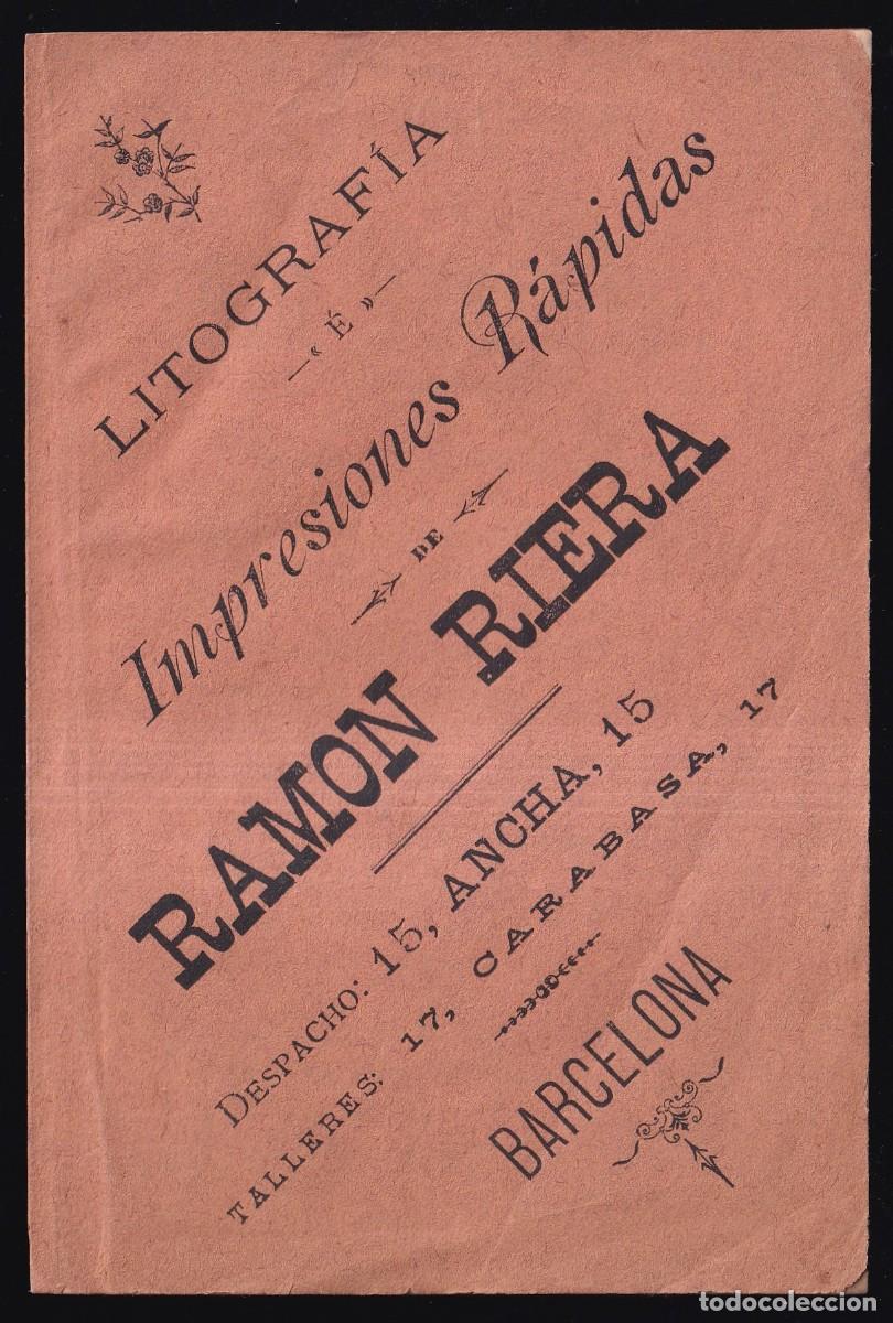 Libros antiguos: Ramon Riera *Litograf&iacute;a &eacute; Impresiones R&aacute;pidas* Barcelona 1887.