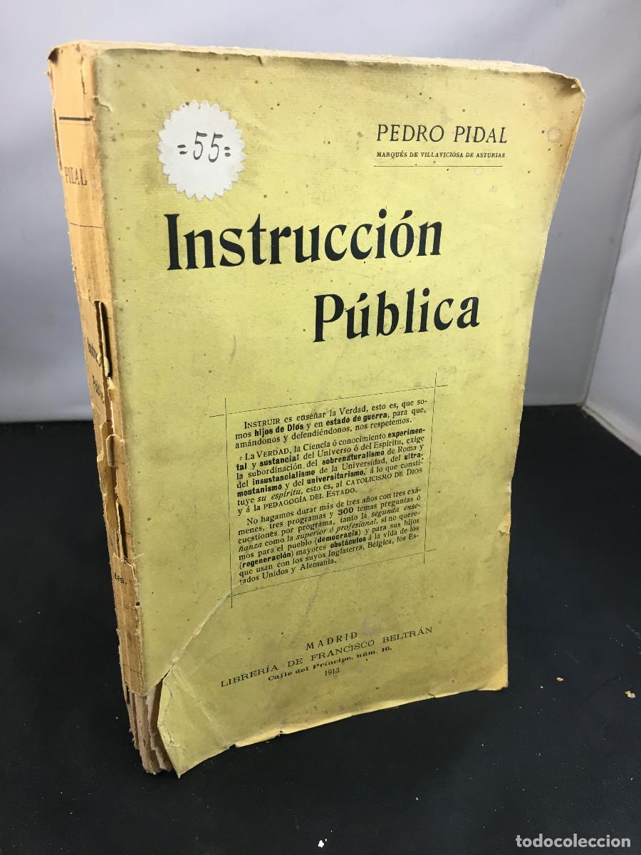 Libros antiguos: Instrucci&oacute;n P&uacute;blica. Pedro Pidal. 1913.
