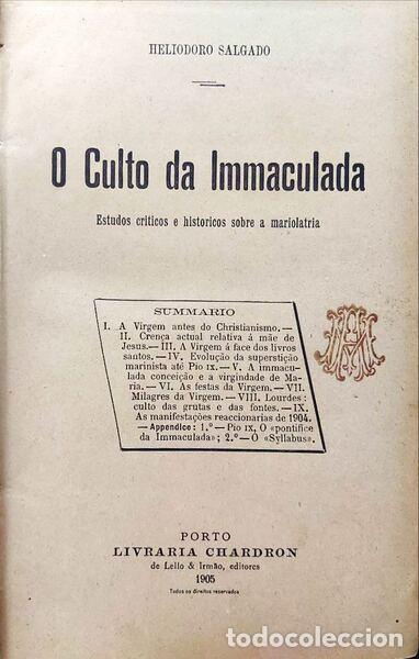 Livros antigos: SALGADO. (Heliodoro) - O CULTO DA IMACULADA.