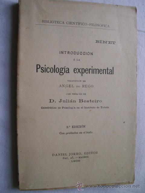 Libros antiguos: INTRODUCCI&Oacute;N A LA PSICOLOG&Iacute;A EXPERIMENTAL. BINET. 1906 - Foto 1