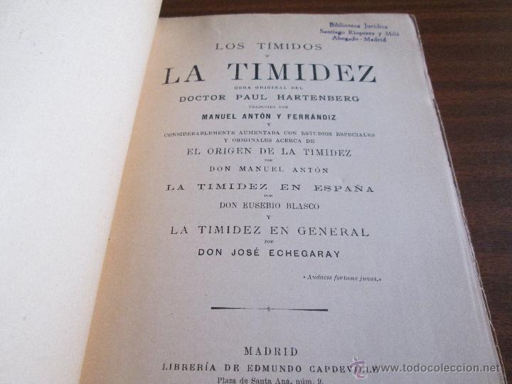 Libros antiguos: Los t&iacute;midos y la timidez --- Paul Hartenberg - Foto 4