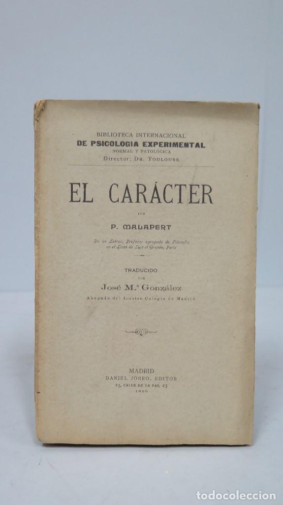 Libros antiguos: 1910.- EL CARACTER. P. MALAPERT - Foto 1