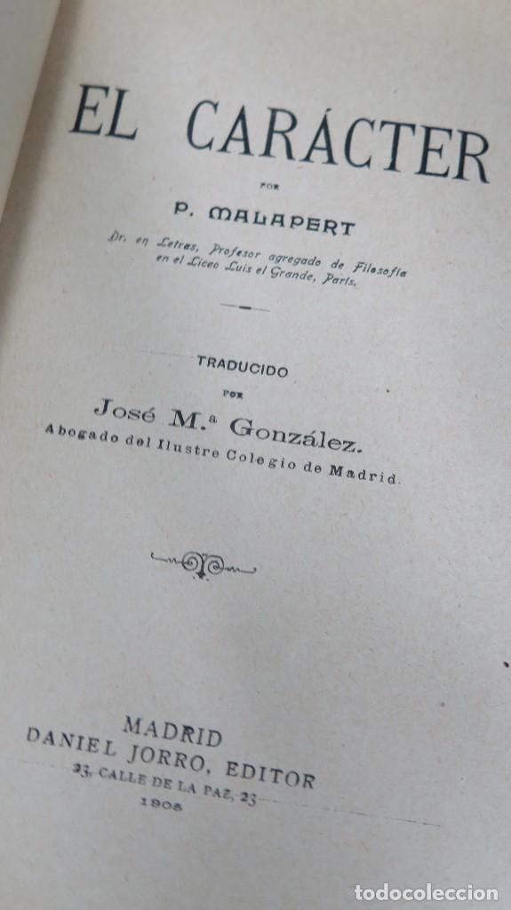 Libros antiguos: 1910.- EL CARACTER. P. MALAPERT - Foto 2