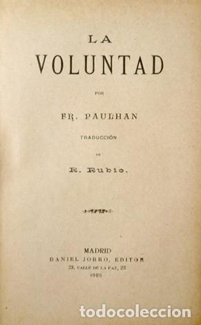 Libros antiguos: PAULHAN, Frederic.  La Voluntad. 1905. - Foto 2
