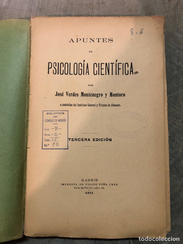Libros antiguos: Apuntes de psicolog&iacute;a cient&iacute;fica - Foto 2