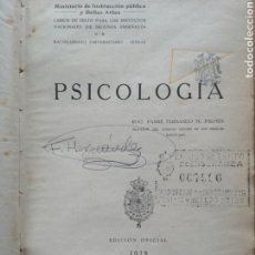 Libros antiguos: PSICOLOGÍA PADRE FERNANDO M PALMÉS JOAQUÍN HORTA IMPRESOR 1928 MINISTERIO INSTRUCCIÓN PÚBLICA