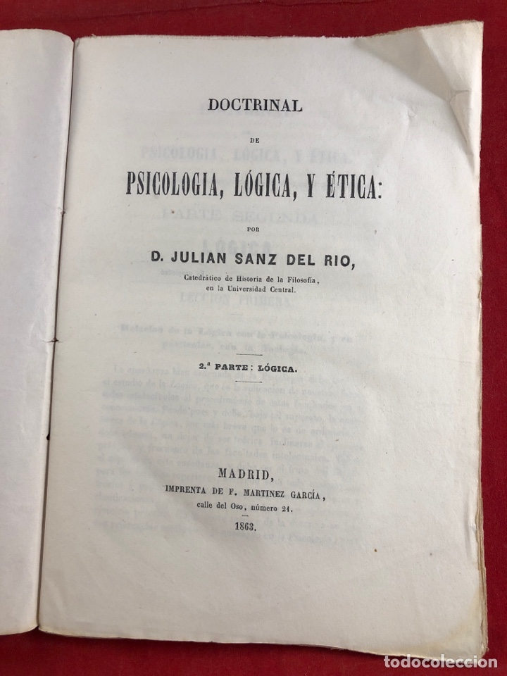 Libros antiguos: DOCTRINAL DE PSICOLOG&Iacute;A L&Oacute;GICA Y &Eacute;TICA 1863 - Foto 1