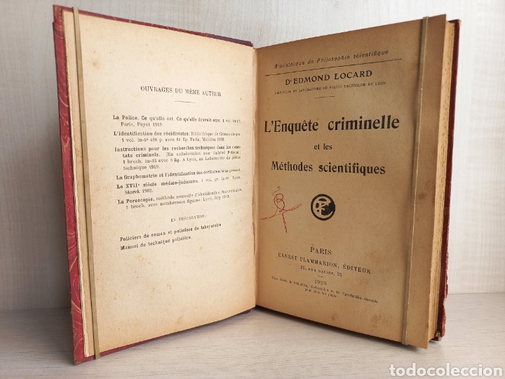 Libros antiguos: Lenquete criminelle et les methodes scientifiques. Dedmon Locard. Flammarion, 1920. Francés. - Foto 4 - 303867883