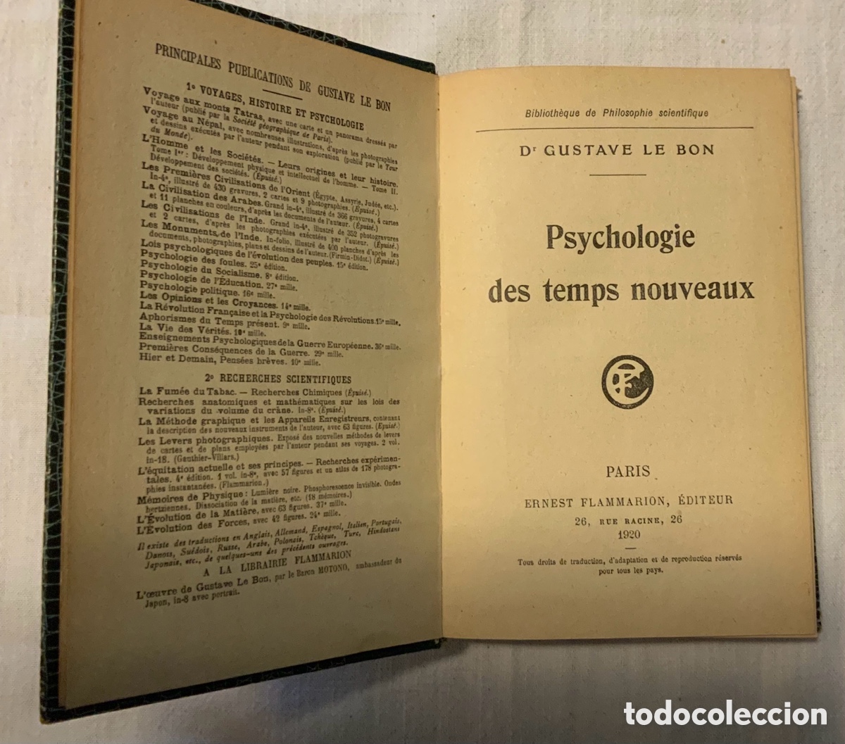 Libros antiguos: Psychologie des temps nouveaux.Gustave Le Bon