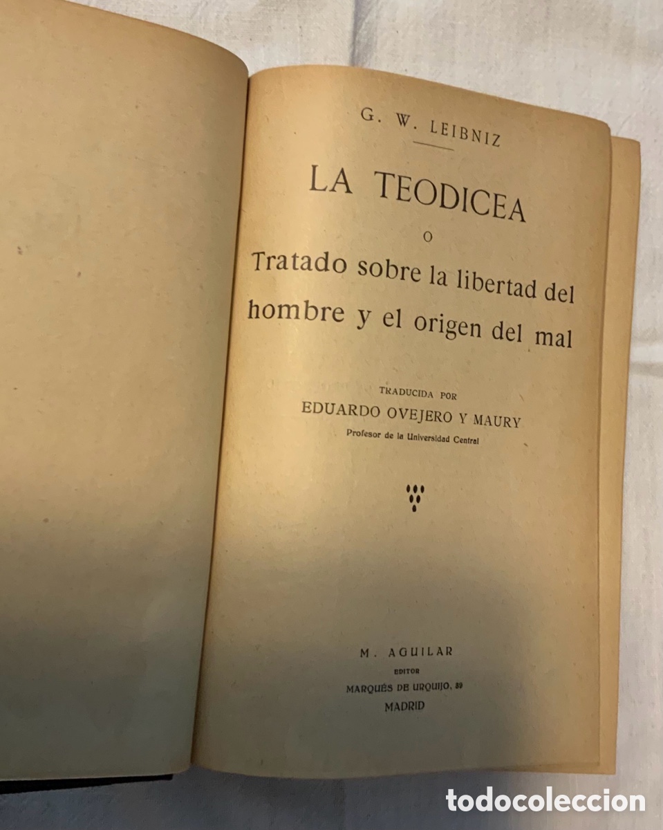 Libros antiguos: La Teodicea. G.W. Leibniz. 1920