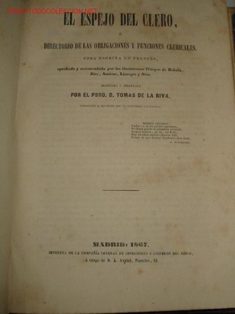 Old books: Sobre la funci&oacute;n y obligaciones del cl&eacute;rigo. 1.867