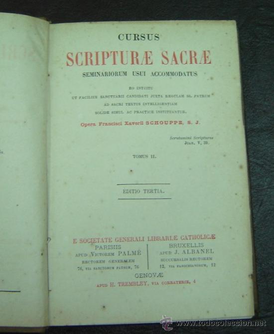 Libros antiguos: CURSUS SCRIPTURAE SACRAE - Tomus II - Edicion 3&ordf; circa 1886 - Foto 3