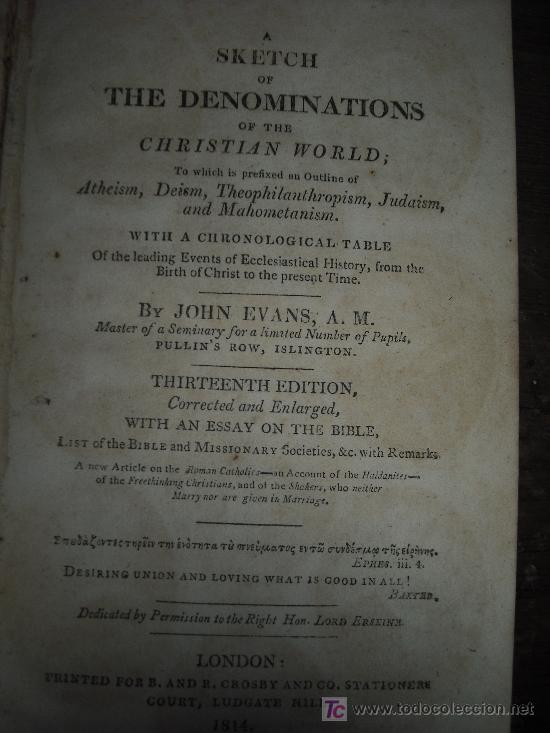 1814 A Sketch Of The Denominations Of Christian Buy Old Books Of Religion At Todocoleccion 27090714