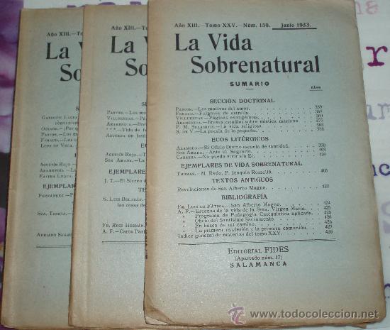 Libros antiguos: tres libros de la vida sobrenatural del a&ntilde;o 1933 numeros 150,151,152