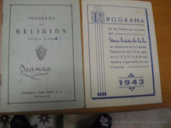 Libros antiguos: 2 programas de religion 1943 - Foto 1