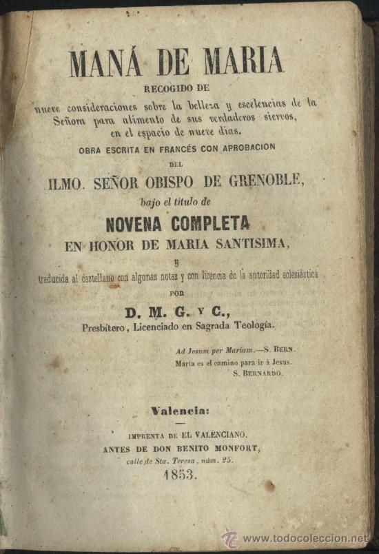 Libros antiguos: MAN&Aacute; DE MARIA - 1853 - Foto 1