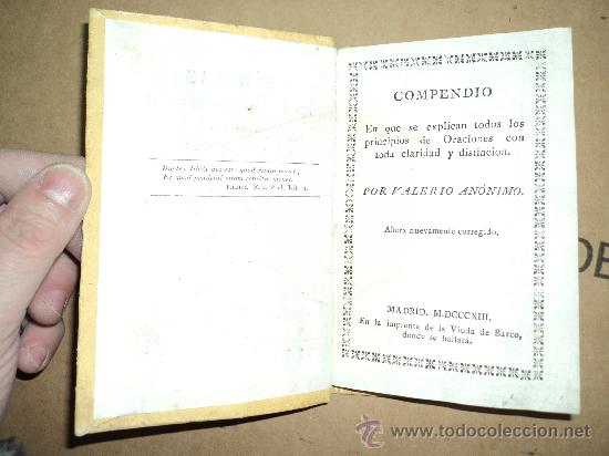 Libros antiguos: Compendio ... se explican los principios de Oraciones - Foto 1