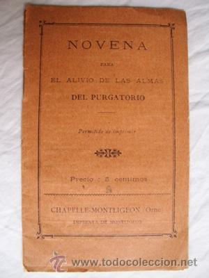 Libros antiguos: NOVENA PARA EL ALIVIO DE LAS ALMAS DEL PURGATORIO. 1884