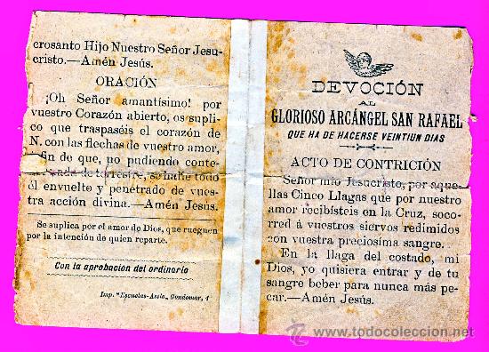 Old books: CORDOBA.- DEVOCION AL GLORIOSO ARCANGEL SAN RAFAEL QUE HA DE HACERSE VEINTIUN DIAS.