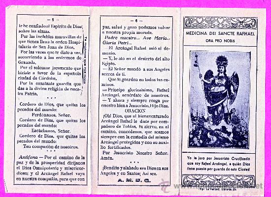 Old books: CORDOBA.-  MEDICINA DEI SANCTE RAFHAEL, ORA PRO NOBIS.- (2)