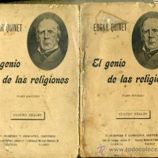 Libros antiguos: EDGAR QUINET : EL GENIO DE LAS RELIGIONES (SEMPERE, C. 1910)