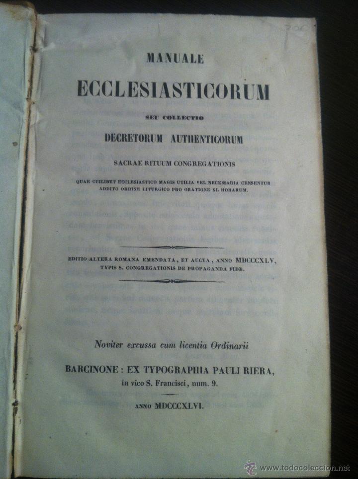Libros antiguos: Manuale Ecclesiasticorum. 1866 - Foto 4