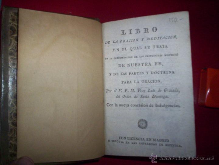 Livros antigos: religion fr luis de granada libro de oracion y meditacion madrid segovia espinosa 1802 grabados piel