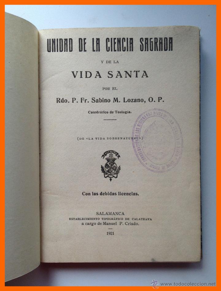 Old books: Unidad de la Ciencia Sagrada y de la Vida Santa - Sabino M. Lozano
