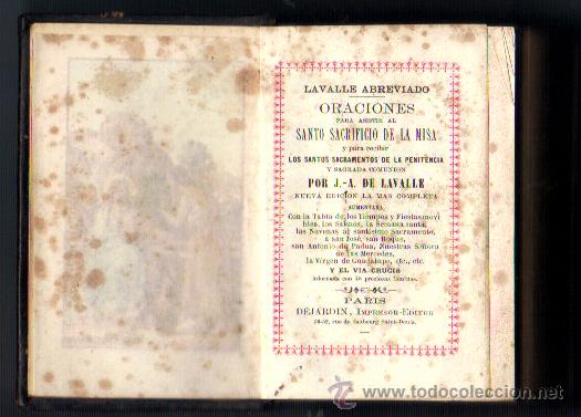 Livres anciens: DEVOCIONARIO***DE LAVALLE ABREVIADO A&Ntilde;O 1880***ORACIONES SANTO SACRIFICIO DE LA MISA