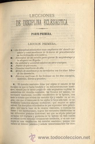 Libros antiguos: LECCIONES DE DISCIPLINA ECLESI&Aacute;STICA - A&ntilde;o 1874 - Foto 3