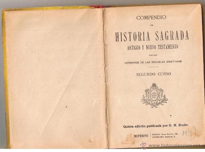 Compendio De Historia Sagrada Por Los Hnos. Esc - Comprar Libros ...