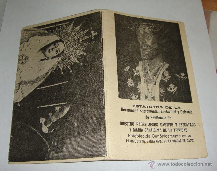 Libri antichi: Estatutos Hermandad de Jes&uacute;s Cautivo y Maria Santisima de la Trinidad. Parroquia Santa Cruz - Cadiz
