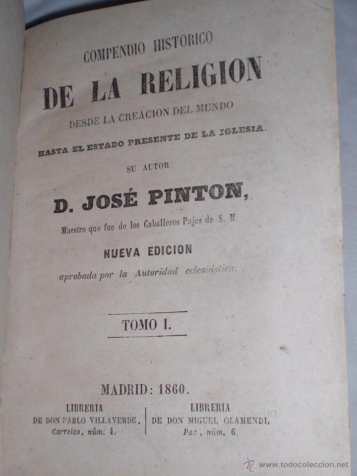 Libros antiguos: Compendio hist&oacute;rico de la religi&oacute;n. 1860 - Foto 2