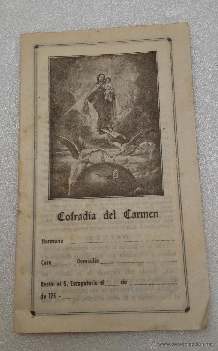 Libros antiguos: LIBRILLO COFRADIA DEL CARMEN - Foto 1