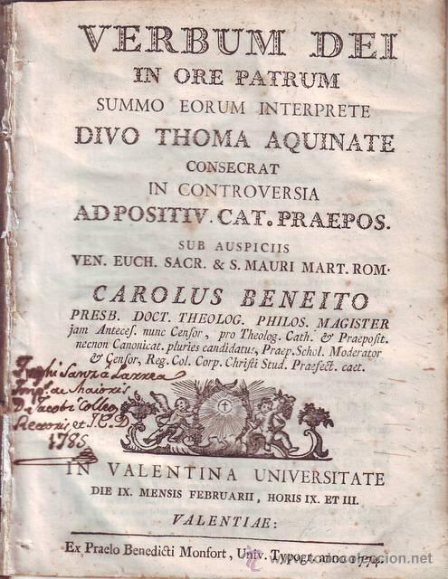 Livros antigos: BENEITO, Carolus: VERBUM DEI IN ORE PATRUM SUMMO EORUM INTERPRETE DIVO THOMA AQUINATE...
