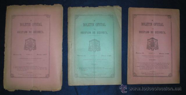 Livres anciens: BOLETIN OFICIAL DEL OBISPADO DE MENORCA. Epoca II. Tomo V. N&uacute;ms. 145, 146 y 147. A&Ntilde;O 1901