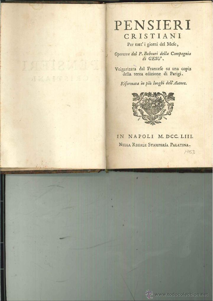 Libros antiguos: PENSIERI CRISTIANI. P. Bobouri - Foto 1