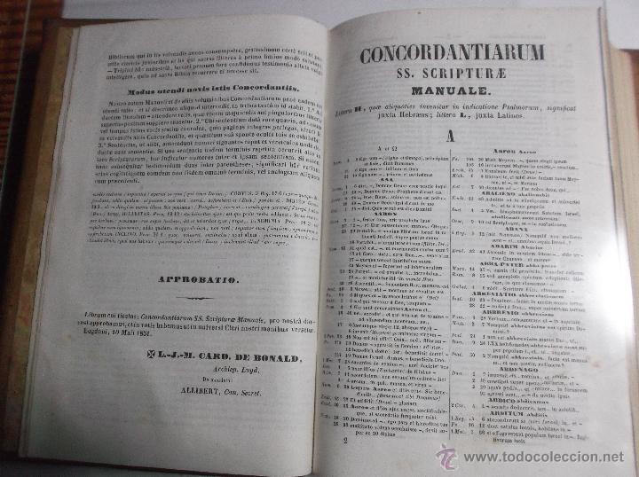 Libros antiguos: CONCORDANTIARUM SS. SCRIPTURAE MANUALES - 1864. - Foto 3