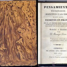 Libros antiguos: JAMIN, NICHOLAS. PENSAMIENTOS TEOLÓGICOS RESPECTIVOS A LOS ERRORES DE ESTE TIEMPO. 1827.