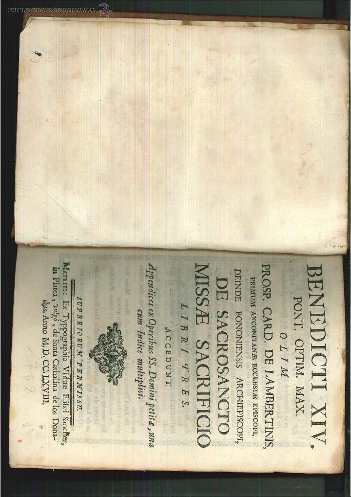 Libros antiguos: BENEDICTI XIV Prosp. Card. de Lambertinis - Foto 1