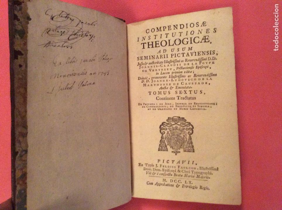Libros antiguos: COMPENDIOS INSTITUTIONES THEOLOGICAE, - libro en latin A&Ntilde;O 1760 - Foto 1