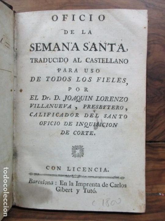 Libros antiguos: OFICIO DE LA SEMANA SANTA. C. 1800. - Foto 1