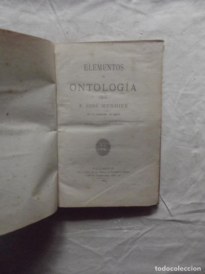 Libros antiguos: ELEMENTOS DE ONTOLOGIA DE JOSE MENDIVE - Foto 2