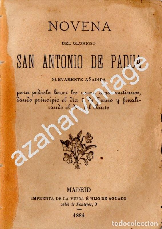 Libros antiguos: MADRID,1884, NOVENA A SAN ANTONIO DE PADUA,40 PAGINAS