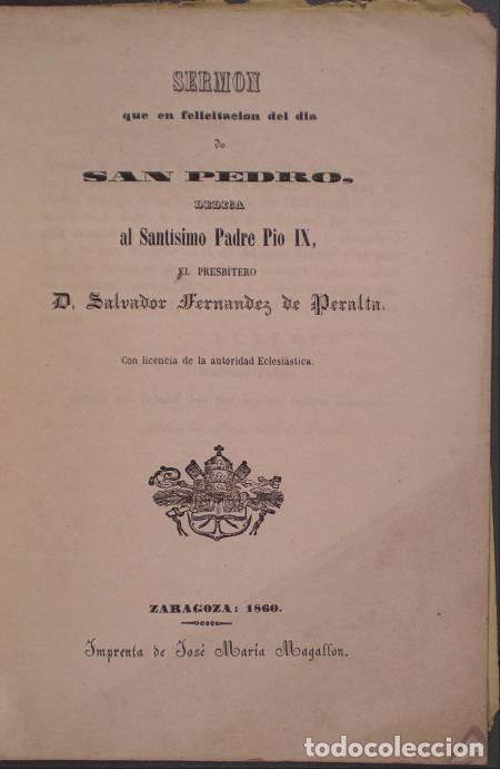 Antiquarische B&uuml;cher: SERMON QUE DEDICA AL SANT&Iacute;SIMO PADRE PIO IX EL PRESB&Iacute;TERO SALVADOR FERNANDEZ DE PERALTA