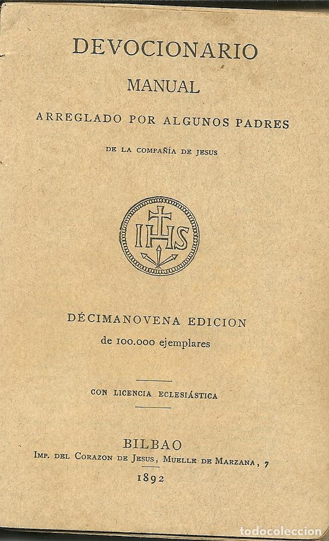 Libros antiguos: DEVOCIONARIO MANUAL. - Foto 1