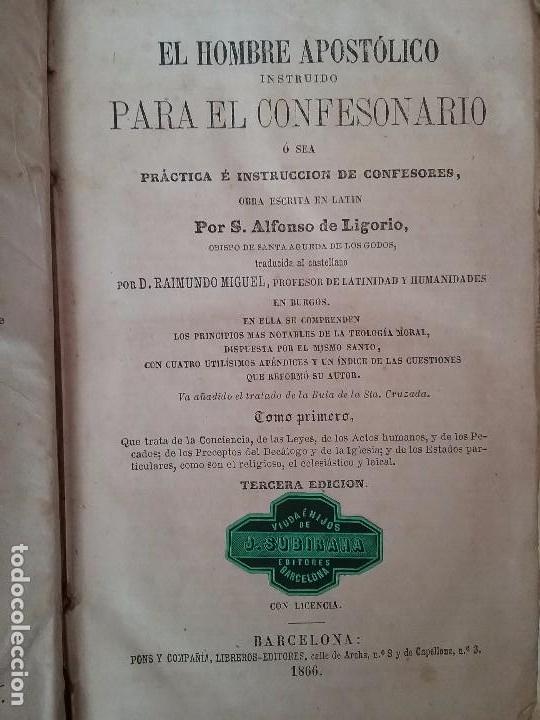 Antiquarische B&uuml;cher: ALFONSO DE LIGORIO. EL HOMBRE APOSTOLICO INSTRUIDO PARA EL CONFESIONARIO. PONS Y COMPA&Ntilde;IA LIBREROS.