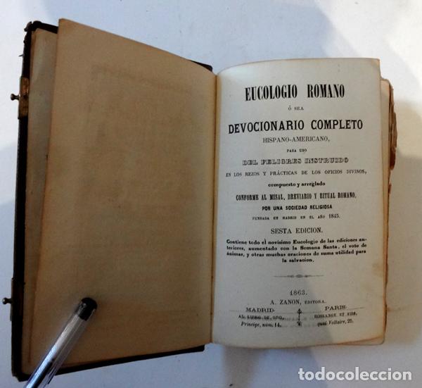 Libros antiguos: Libro del s. XIX: Eucologio romano (devocionario completo) - Foto 1