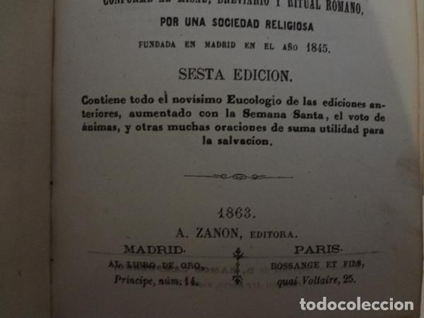Libros antiguos: Libro del s. XIX: Eucologio romano (devocionario completo) - Foto 5