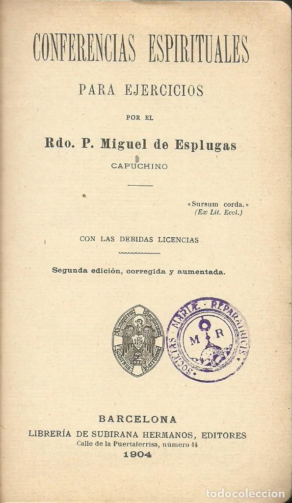 Libros antiguos: CONFERENCIAS ESPIRITUALES - 1904 - Foto 1